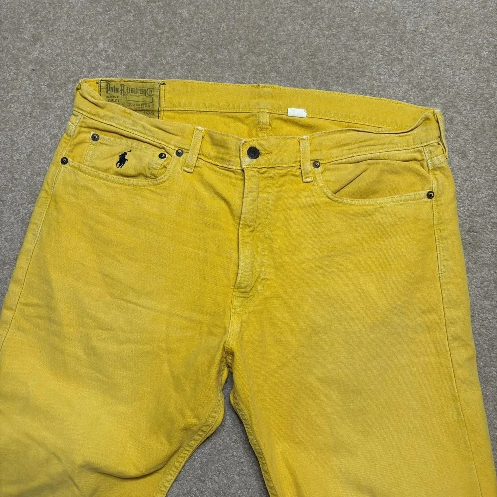 Vtg Polo Ralph Lauren Jeans Mens 36x32 Sunfish Yellow Slim Straight Denim Pants